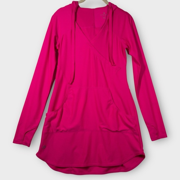 Athleta Hooded Swimsuit Cover-Up Women's XXS Pink Long Sleeve Beach Swim Tunic - Picture 1 of 8